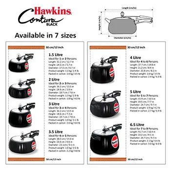HAWKINS HARD ANODIZED  PRESSURE COOKER  CONTURA BLACK